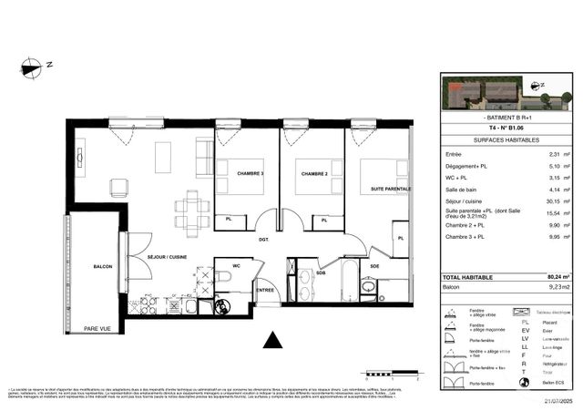Appartement T4 &agrave; vendre - 4 pi&egrave;ces - 80,27 m2 - Gujan Mestras - 33 - AQUITAINE
