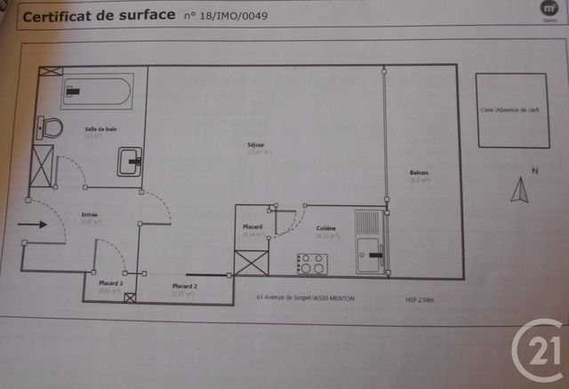 Appartement F1 &agrave; vendre - 1 pi&egrave;ce - 29,73 m2 - Menton - 06 - PROVENCE-ALPES-COTE-D-AZUR