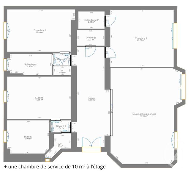 Appartement F5 à vendre - 5 pièces - 124,64 m2 - Paris - 75014 - ILE-DE-FRANCE