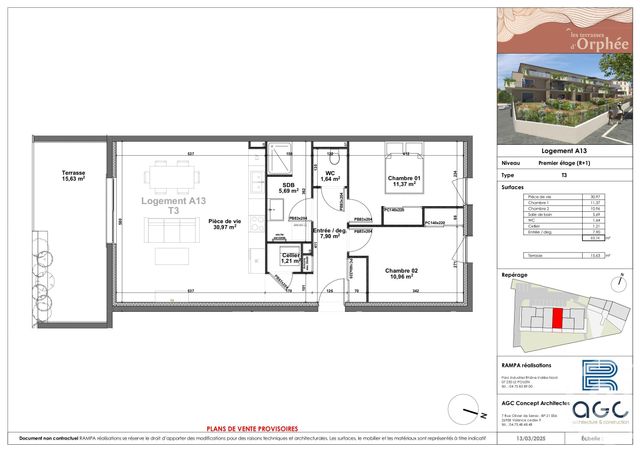 Appartement T3 à vendre - 3 pièces - 69,74 m2 - Sauzet - 26 - RHONE-ALPES