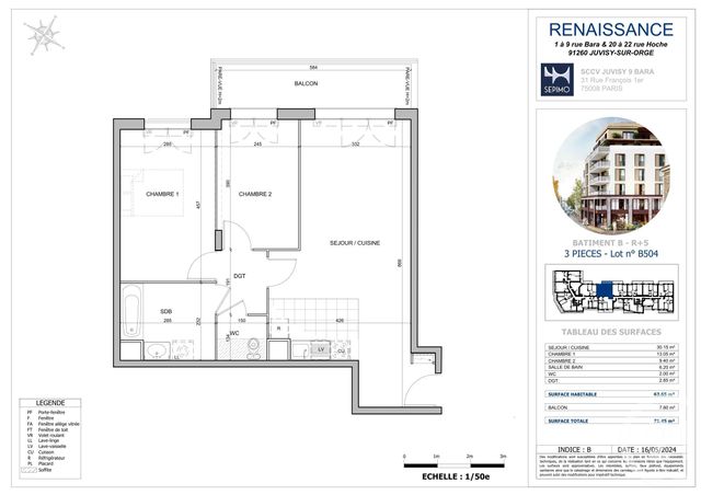 Appartement F3 à vendre - 3 pièces - 64 m2 - Juvisy Sur Orge - 91 - ILE-DE-FRANCE