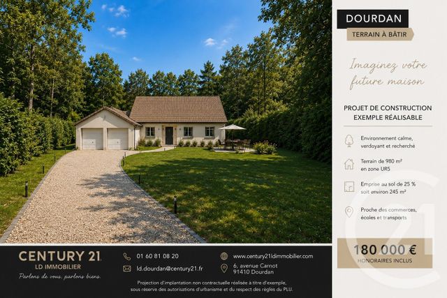 Terrain &agrave; vendre - 980 m2 - Dourdan - 91 - ILE-DE-FRANCE