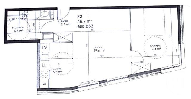 Appartement à vendre - 2 pièces - 46,45 m2 - Lyon - 69007 - RHONE-ALPES