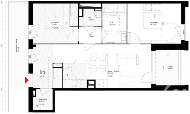Appartement F3 &agrave; vendre - 3 pi&egrave;ces - 63,70 m2 - Lyon - 69007 - RHONE-ALPES