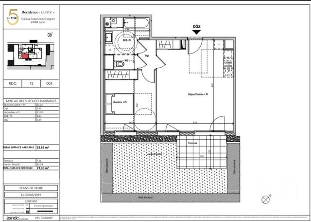 Appartement F2 &agrave; louer - 2 pi&egrave;ces - 53,83 m2 - Lyon - 69008 - RHONE-ALPES