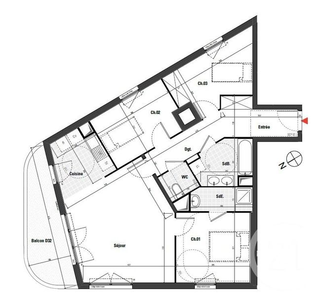 Appartement &agrave; vendre - 4 pi&egrave;ces - 80,22 m2 - Nanterre - 92 - ILE-DE-FRANCE