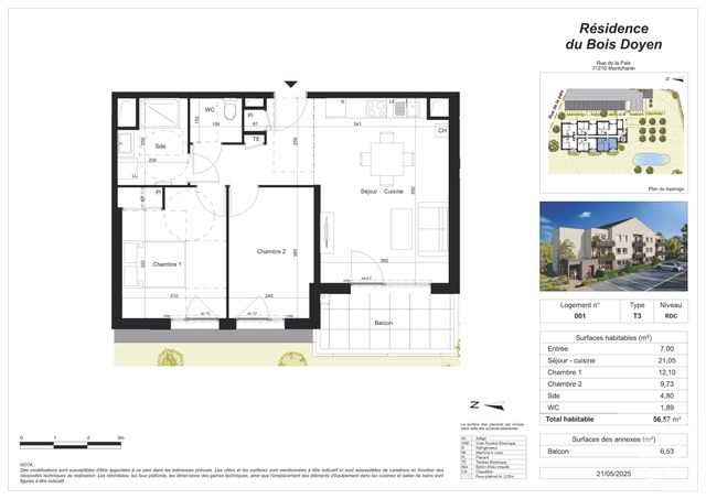 Appartement F3 à vendre - 3 pièces - 56,57 m2 - Montchanin - 71 - BOURGOGNE
