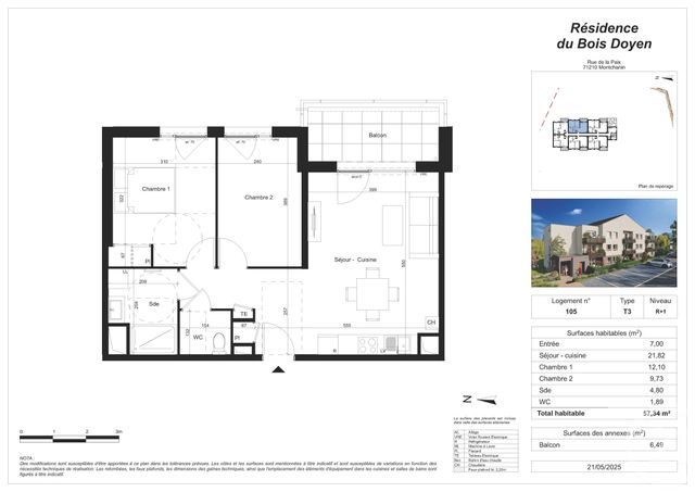 Appartement F3 à vendre - 3 pièces - 57,34 m2 - Montchanin - 71 - BOURGOGNE