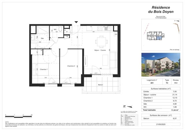 Appartement F3 à vendre - 3 pièces - 56,66 m2 - Montchanin - 71 - BOURGOGNE