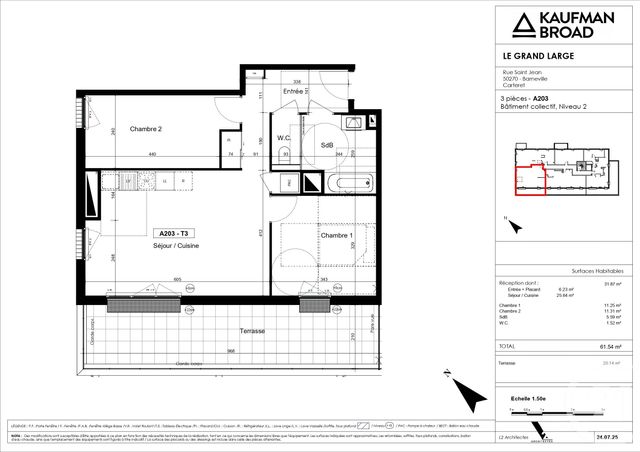 Appartement F3 à vendre BARNEVILLE CARTERET