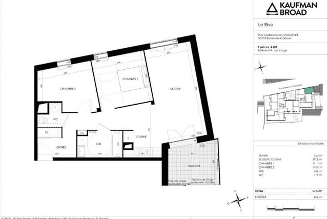 Appartement T3 &agrave; vendre - 3 pi&egrave;ces - 62,50 m2 - Barneville Carteret - 50 - BASSE-NORMANDIE