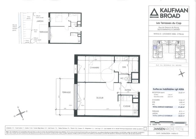 Appartement F2 &agrave; vendre - 2 pi&egrave;ces - 42,29 m2 - Barneville Carteret - 50 - BASSE-NORMANDIE