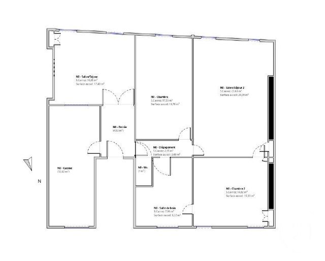 Appartement F4 &agrave; louer - 4 pi&egrave;ces - 95,54 m2 - Paris - 75016 - ILE-DE-FRANCE