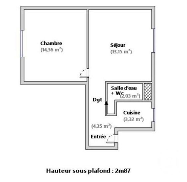 Appartement F2 à vendre - 2 pièces - 37,85 m2 - Paris - 75015 - ILE-DE-FRANCE