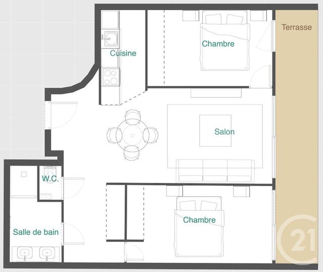 Appartement T3 &agrave; vendre - 2 pi&egrave;ces - 57,25 m2 - Paris - 75015 - ILE-DE-FRANCE