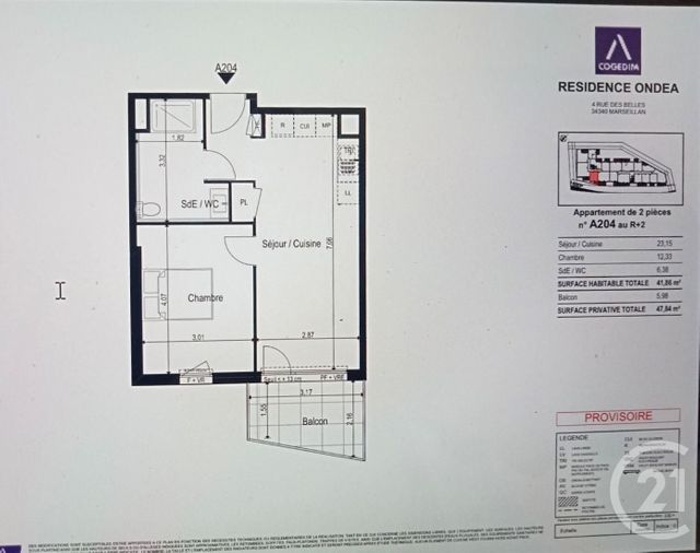 Appartement T2 à vendre - 2 pièces - 47,84 m2 - Marseillan - 34 - LANGUEDOC-ROUSSILLON