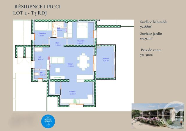 Appartement T3 à vendre - 3 pièces - 72,88 m2 - Lumio - 202 - CORSE