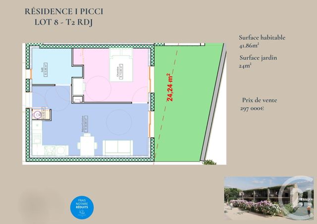 Appartement T2 à vendre - 2 pièces - 41,86 m2 - Lumio - 202 - CORSE