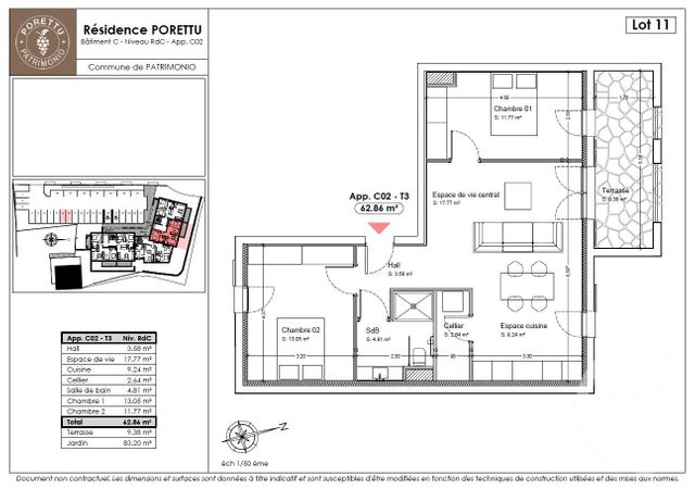 Appartement T3 &agrave; vendre - 3 pi&egrave;ces - 62,86 m2 - Patrimonio - 202 - CORSE