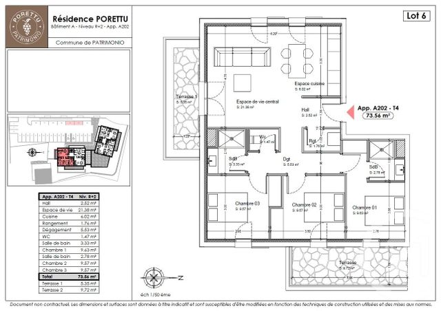 Appartement T3 &agrave; vendre - 3 pi&egrave;ces - 63,09 m2 - Patrimonio - 202 - CORSE