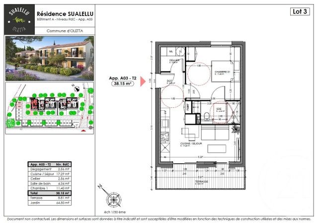 Appartement T2 &agrave; vendre - 2 pi&egrave;ces - 38,15 m2 - Oletta - 202 - CORSE