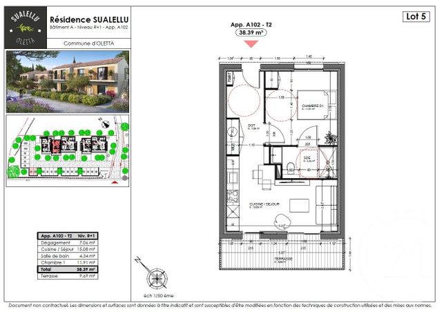 Appartement T2 &agrave; vendre - 2 pi&egrave;ces - 38,39 m2 - Oletta - 202 - CORSE