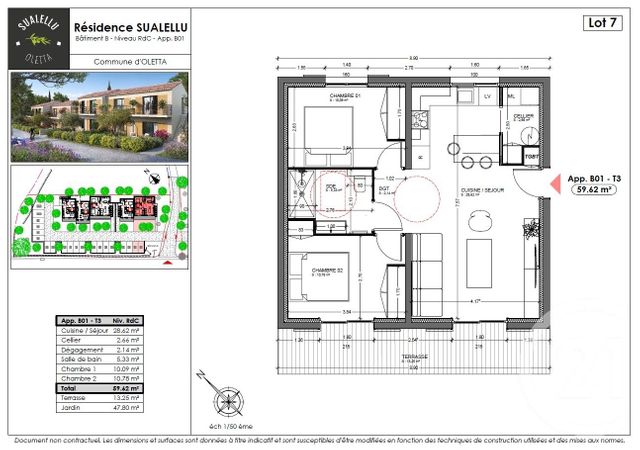 Appartement T3 &agrave; vendre - 3 pi&egrave;ces - 59,62 m2 - Oletta - 202 - CORSE
