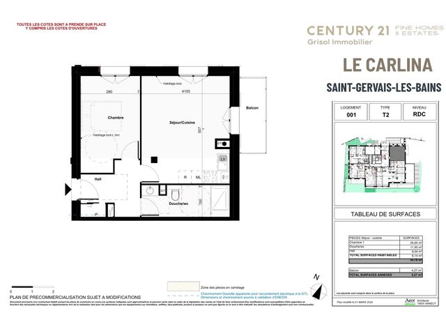 Appartement F2 à vendre - 2 pièces - 44,78 m2 - St Gervais Les Bains - 74 - RHONE-ALPES