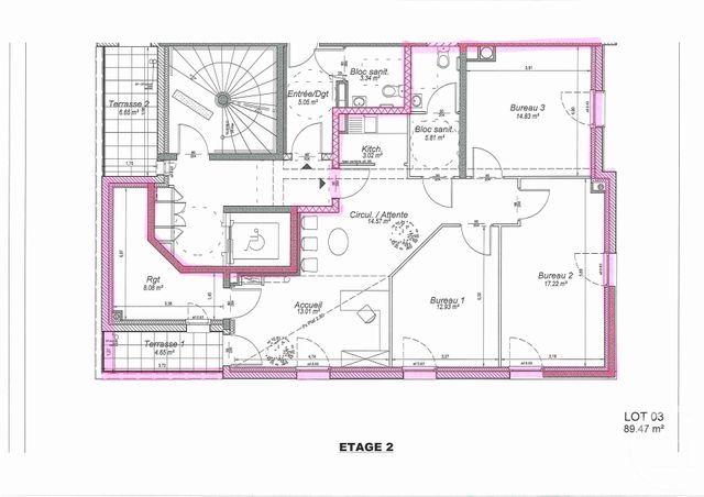 Bureaux à louer - 89.47 m2 - 68 - Haut-Rhin