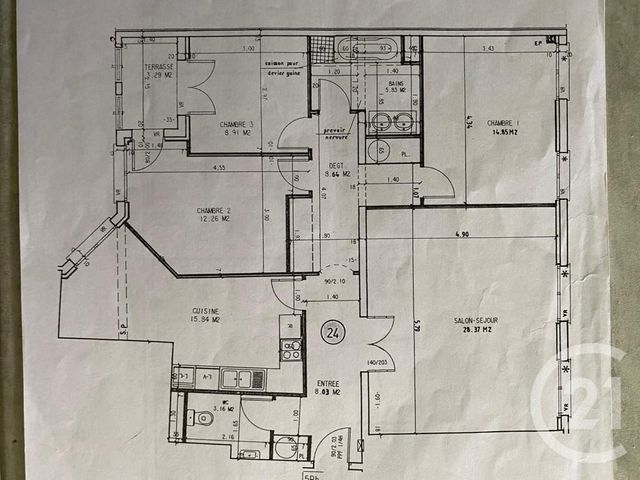 Appartement F4 &agrave; louer - 4 pi&egrave;ces - 105,95 m2 - Mulhouse - 68 - ALSACE