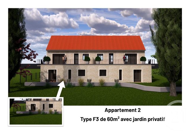 Appartement F3 à vendre - 3 pièces - 60,10 m2 - La Heuniere - 27 - HAUTE-NORMANDIE
