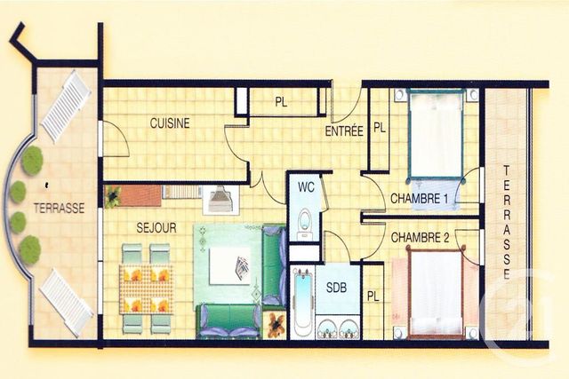 Appartement F3 à vendre - 3 pièces - 61,62 m2 - Cannes La Bocca - 06 - PROVENCE-ALPES-COTE-D-AZUR