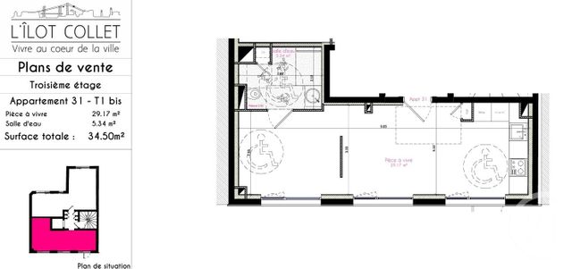 Appartement T1 à vendre - 1 pièce - 34,50 m2 - Brest - 29 - BRETAGNE