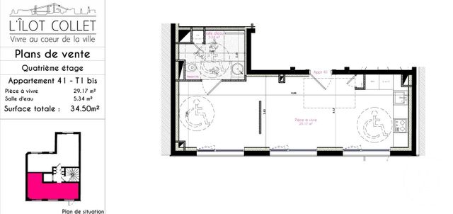 Appartement T1 à vendre - 1 pièce - 34,50 m2 - Brest - 29 - BRETAGNE