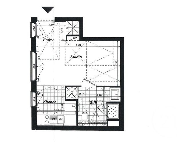Appartement T1 &agrave; louer - 1 pi&egrave;ce - 24,48 m2 - Boulogne Billancourt - 92 - ILE-DE-FRANCE