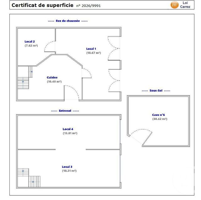 Appartement Local &agrave; vendre - 3 pi&egrave;ces - 62,84 m2 - Lyon - 69001 - RHONE-ALPES