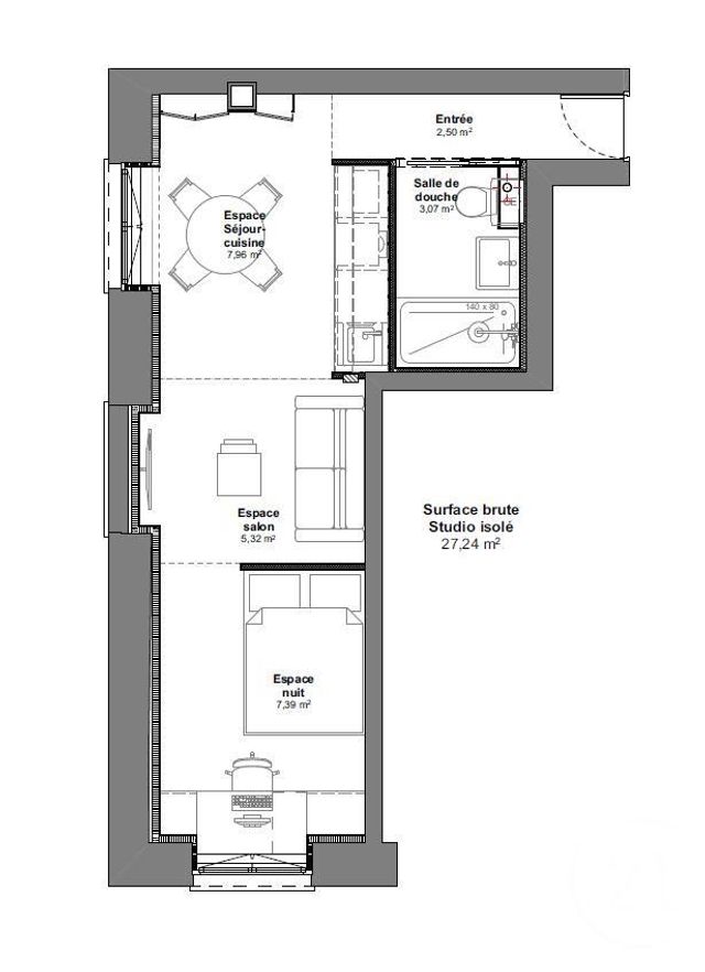 Appartement T2 &agrave; vendre - 2 pi&egrave;ces - 27,24 m2 - Lyon - 69004 - RHONE-ALPES