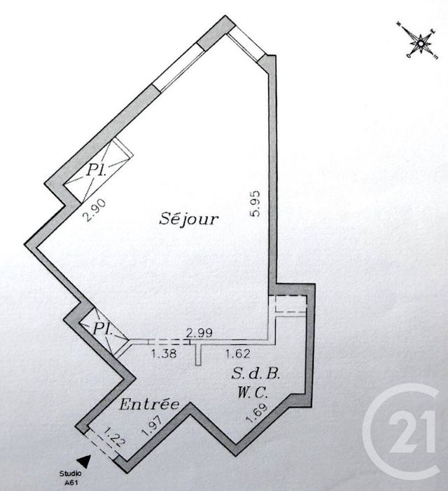 Appartement F1 &agrave; louer - 1 pi&egrave;ce - 31,96 m2 - Levallois Perret - 92 - ILE-DE-FRANCE