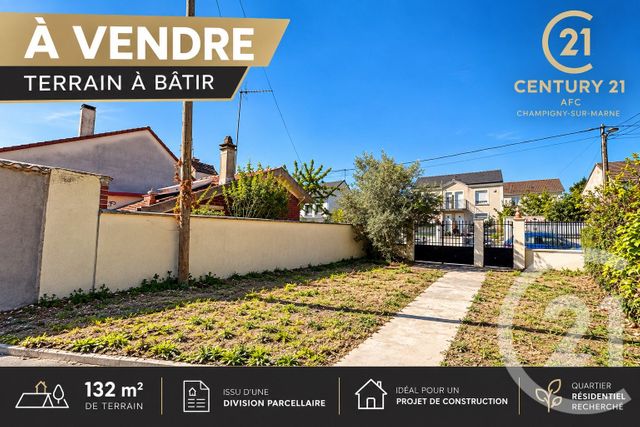 Terrain &agrave; vendre - 132 m2 - Champigny Sur Marne - 94 - ILE-DE-FRANCE