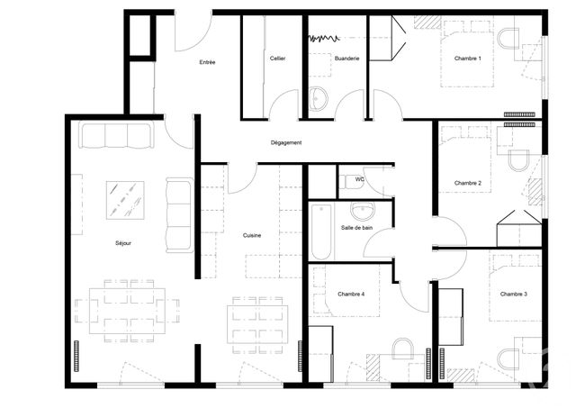 Appartement F5 &agrave; louer - 5 pi&egrave;ces - 110,73 m2 - Lyon - 69008 - RHONE-ALPES