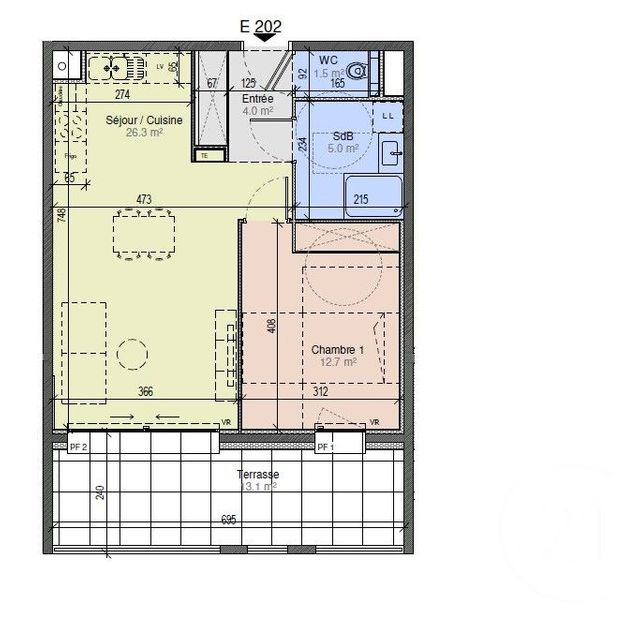 Appartement T2 &agrave; vendre - 2 pi&egrave;ces - 49,70 m2 - Challes Les Eaux - 73 - RHONE-ALPES