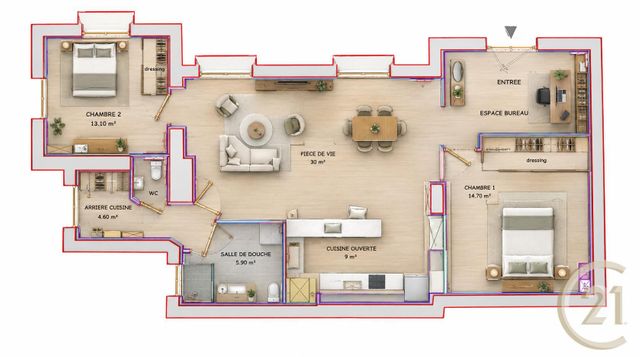 Appartement &agrave; vendre - 4 pi&egrave;ces - 96,84 m2 - Gruchet Le Valasse - 76 - HAUTE-NORMANDIE