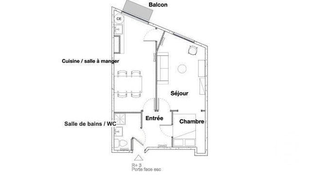 Appartement T2 &agrave; louer - 2 pi&egrave;ces - 39,24 m2 - St Etienne - 42 - RHONE-ALPES