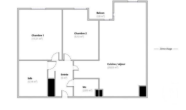 Appartement F3 &agrave; vendre - 3 pi&egrave;ces - 61,86 m2 - Clichy - 92 - ILE-DE-FRANCE
