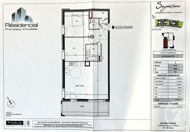 Appartement &agrave; vendre - 3 pi&egrave;ces - 68,23 m2 - Annemasse - 74 - RHONE-ALPES