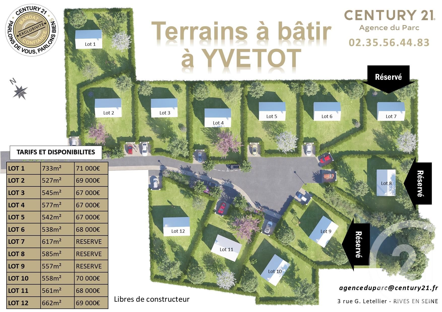 Vente Terrain 617m² à Yvetot (76190) - Century 21
