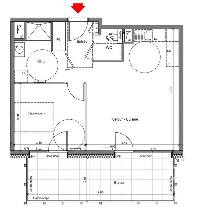 Appartement T2 à vendre - 2 pièces - 45,32 m2 - Grenoble - 38 - RHONE-ALPES