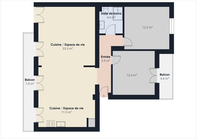Appartement F3 &agrave; vendre - 4 pi&egrave;ces - 81,90 m2 - Ste Genevieve Des Bois - 91 - ILE-DE-FRANCE