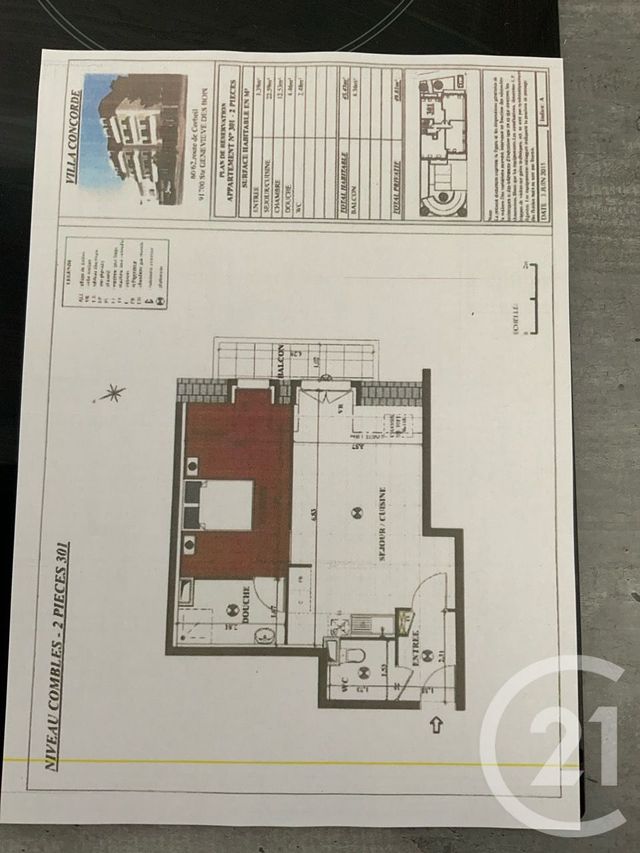 Appartement F2 &agrave; vendre - 2 pi&egrave;ces - 49,86 m2 - Ste Genevieve Des Bois - 91 - ILE-DE-FRANCE