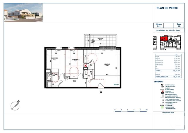 Appartement T3 à vendre - 3 pièces - 65,60 m2 - St Gilles Croix De Vie - 85 - PAYS-DE-LOIRE
